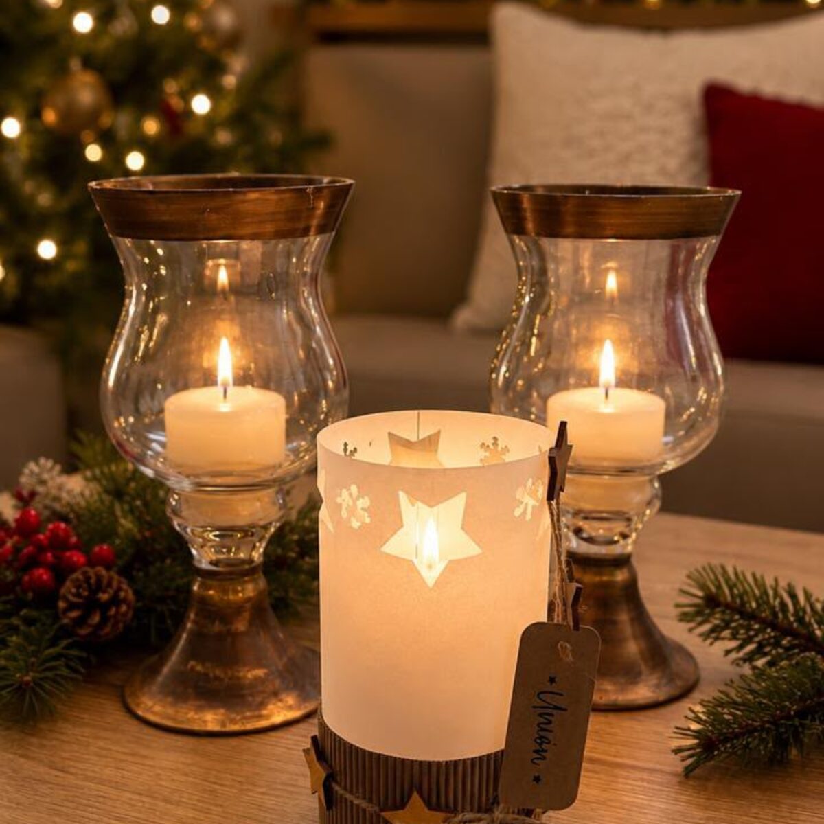 Farol redondo navideño decorativo personalizable - Fina Coquetería Medellín